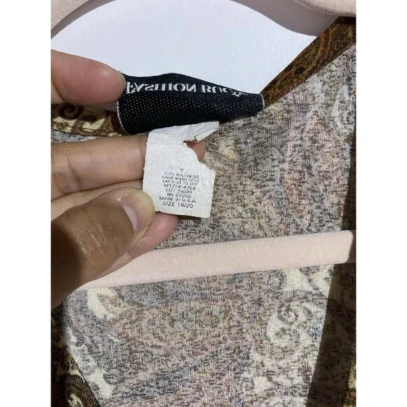 Vtg Bohemian Babydoll Top 18/20 90's Y2K Brown Paisley Fall Prairie Hippie USA - Picture 9 of 13